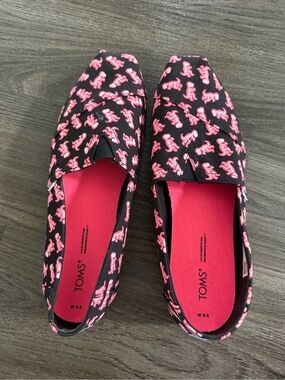 Toms Alpargata T-Rex Black Canvas Slip-Ons-9.5